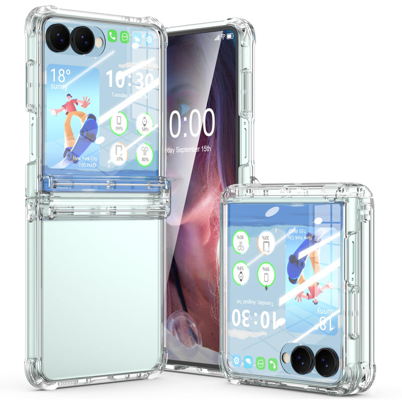 Designed for Samsung Galaxy Z Flip 8 Case with Hinge Protection Clear | Built-in Tempered Glass Screen Protector for Flip 8 Shockproof Protective Phone Case Cover