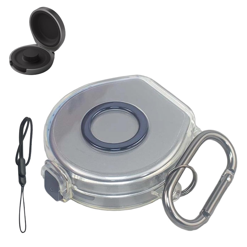 for Oura Ring 5 Charger Case,TPU Protective Cover with Lid,Transparent Anti-Scratch Bumper for Charging Dock,Drop-Proof Portable Travel Sleeve with Carabiner & Lanyard Accessories,Clear Clear