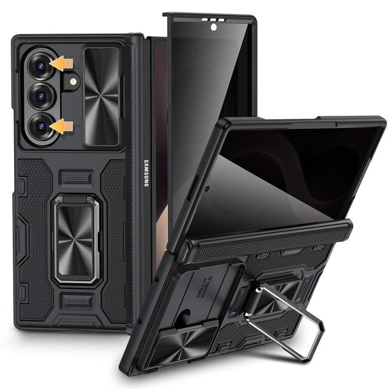 VEGO for Z Fold 8 Ultra Case with Screen Protector Anti-Peeping, Black | Built-in Hinge Protection &Slide Camera Cover Military-Grade Shockproof Rugged Kickstand Case for Galaxy Z Fold 8 Ultra-Black B-Black