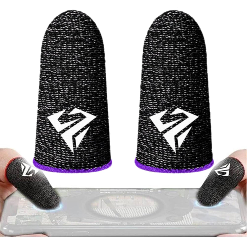 1Pair Finger Sleeves for Gaming,Thumb Sleeves Mobile Gaming Finger Protector,Anti-Slip Sweatproof Ultra-Thin 0.7mm Touch Screen Gloves Fingertip Cover for Mobile Game Gamin-g Thumb 2Pcs purple