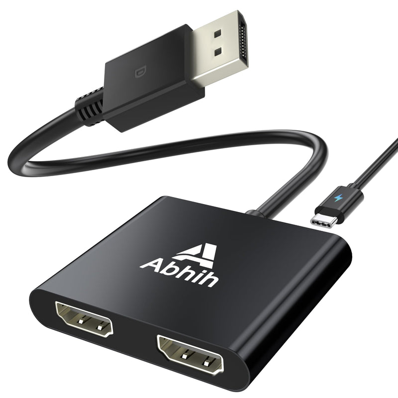 DisplayPort to Dual HDMI Adapter, DisplayPort Splitter for Dual Monitors | DP 1.4 to HDMI 2.0 Splitter 1 in 2 Out, Extended Display MST Hub for PC/Laptop/NVIDIA AMD Graphics Card, SST/MST Support