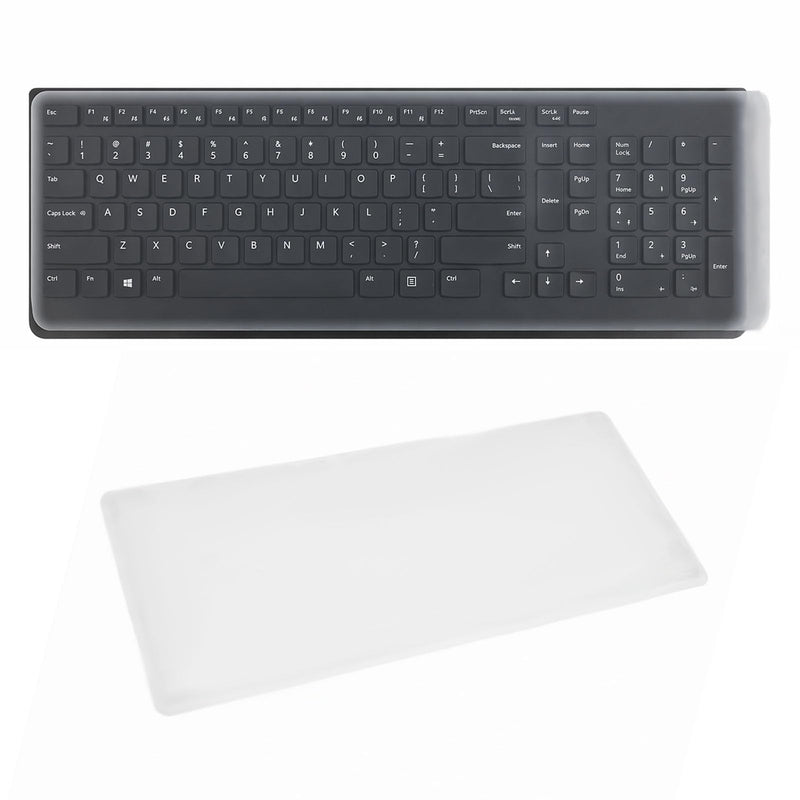 Clear Keyboard Protector, Silicone Waterproof, 17.52x5.51 | Clear silicone keyboard protector shields desktop keyboards from spills and dust while maintaining typing comfort