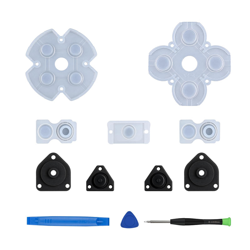 WCDZSU Conductive Rubber Pad Replacement for PS4 JDM-001 JDM-011 Controller | Silicone Adhesive Rubber Button Contact Keypads for DualShock D-Pad and ABXY Buttons Restoration with Tool Kit