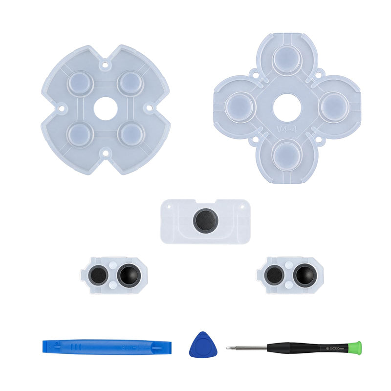 WCDZSU Conductive Rubber Pad Replacement for PS4 JDM-050 JDM-055 Controller | Silicone Button Contact Adhesive Rubber Pads Repair Part for DualShock D-Pad and ABXY Buttons Restoration with Tool Kit