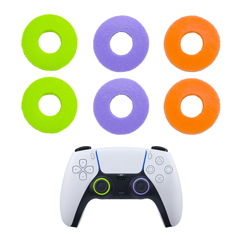 WCDZSU 6 PCS Precision Rings Kit for PS5/PS4 for Xbox One/Series Controller | Soft Silicone Rings, Aim Assist Motion Ring Accessories Kit for Enhance Accuracy & Control (Green/Purple/Orange)