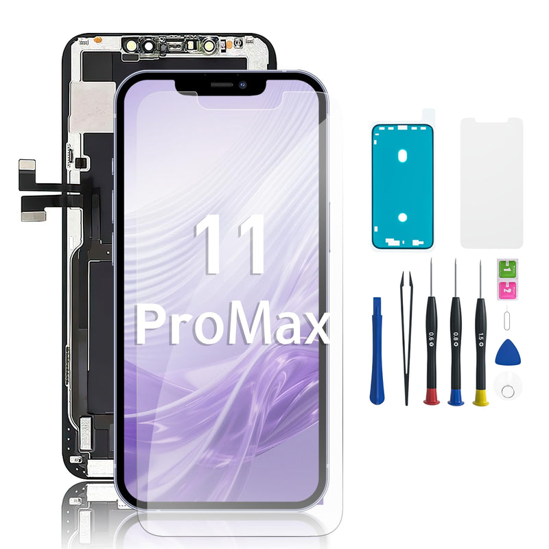for iPhone 11 PRO MAX Screen Replacement 6.5'' LCD Display with Repair Kit | for iPhone 11 PRO MAX LCD screen with 3D Touch,Programmable Face ID, repair tools, adhesive seal ,Waterproof Frame Sticker