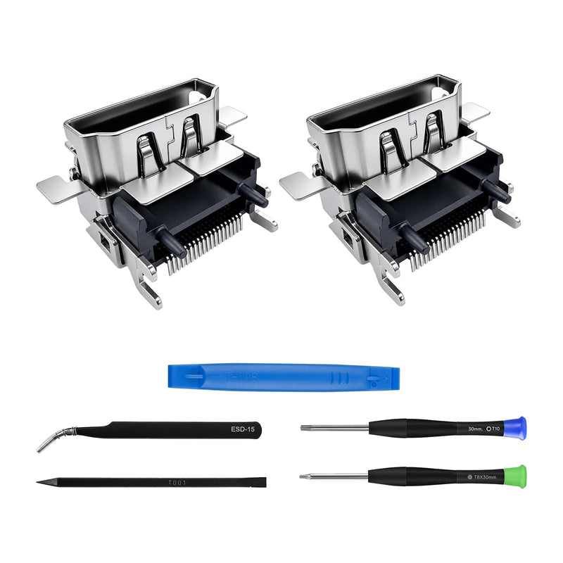 2PCS HDMI Port Replacement for Xbox ONE S Console High-Definition | Hdmi Port Socket Jack Interface Connector Repair Plug for Fix No Signal, Loose or Damaged Part with Tool Kit
