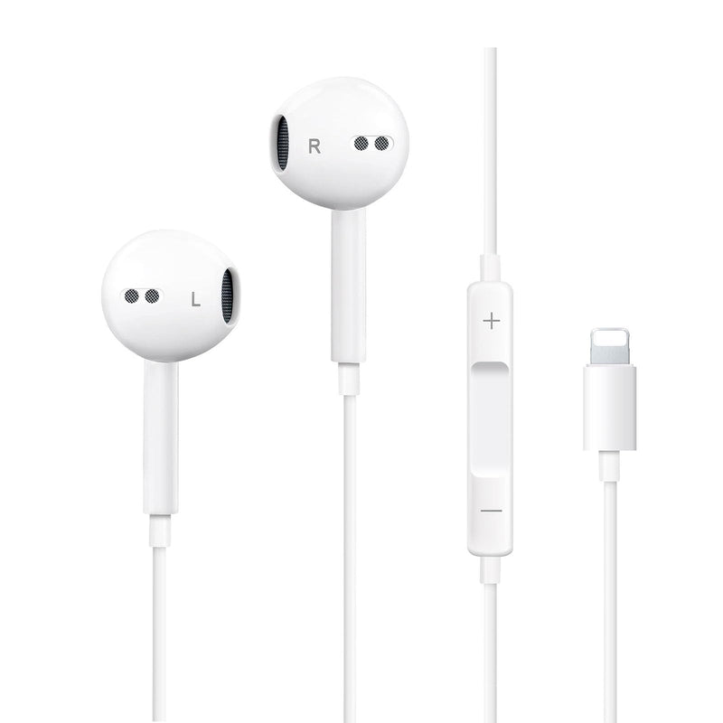 iPhone Wired Earbuds with Microphone and Volume Control, in-Ear Headphones | Plug-and-play wired earphones for iPhone with a built-in mic and volume control for calls and music, plus a comfy in-ear fit