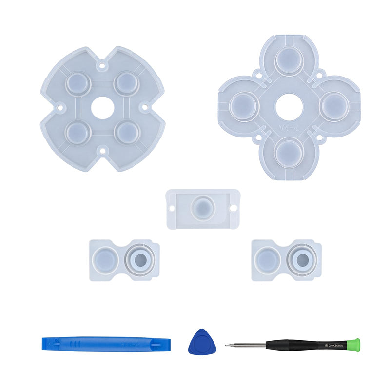 WCDZSU Conductive Rubber Pads Replacement for PS4 JDM-020 Controller | Silicone Button Contact Adhesive Rubber Pads Repair Part for DualShock D-Pad and ABXY Buttons Restoration with Tool Kit