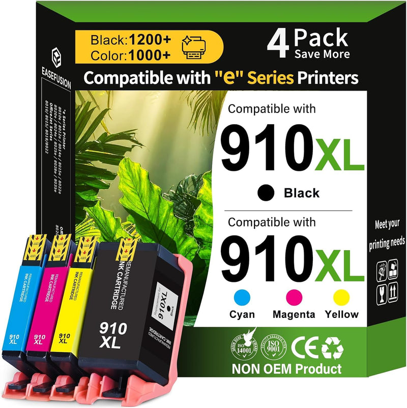 910XL Ink Cartridges Combo Pack Replacement for HP 910XL Ink Cartridges | Compatible with HP OfficeJet Pro 8025e 8025 8028e 8028 8035e 8035 OfficeJet 8015e 8022e 8015 8022 Printers (4 Pack)