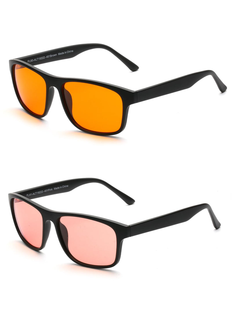 FL-41 and FL-60 Light Sensitivity Migraine Bluelight Glasses Man | Photophobia Eyestrain Glasses, Blue Light Blocking Glasses, Fluorescent Light Glasses, UV Protection, Computer LED Glare Pink/Brown