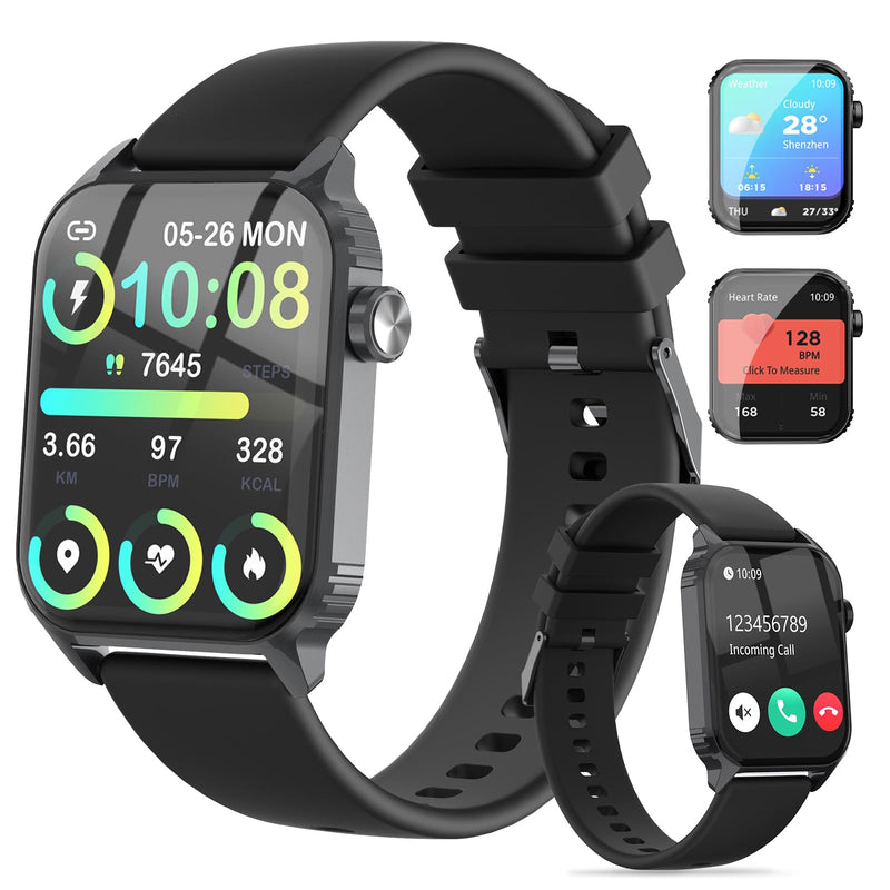 Smart Watch for Men, 120 Sports Modes Smartwatch with 1.83" HD, Alexa Built-in, Heart Rate/Sleep Monitor, IP67 Waterproof, Bluetooth Call & Music Control Fitness Watch for iPhone/Android (Black) Deep Black
