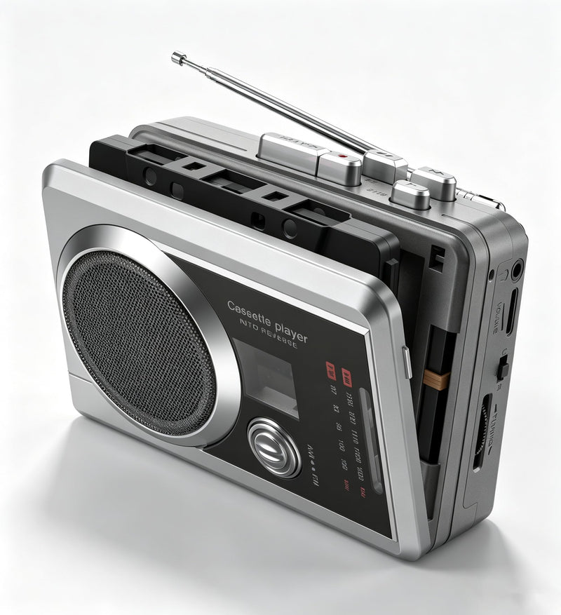 Portable Cassette Player Tape Recorder, Retro AM/FM Radio with Built-in Speaker & Mic, Earphone Jack | Lightweight Tape recording Multiple functions