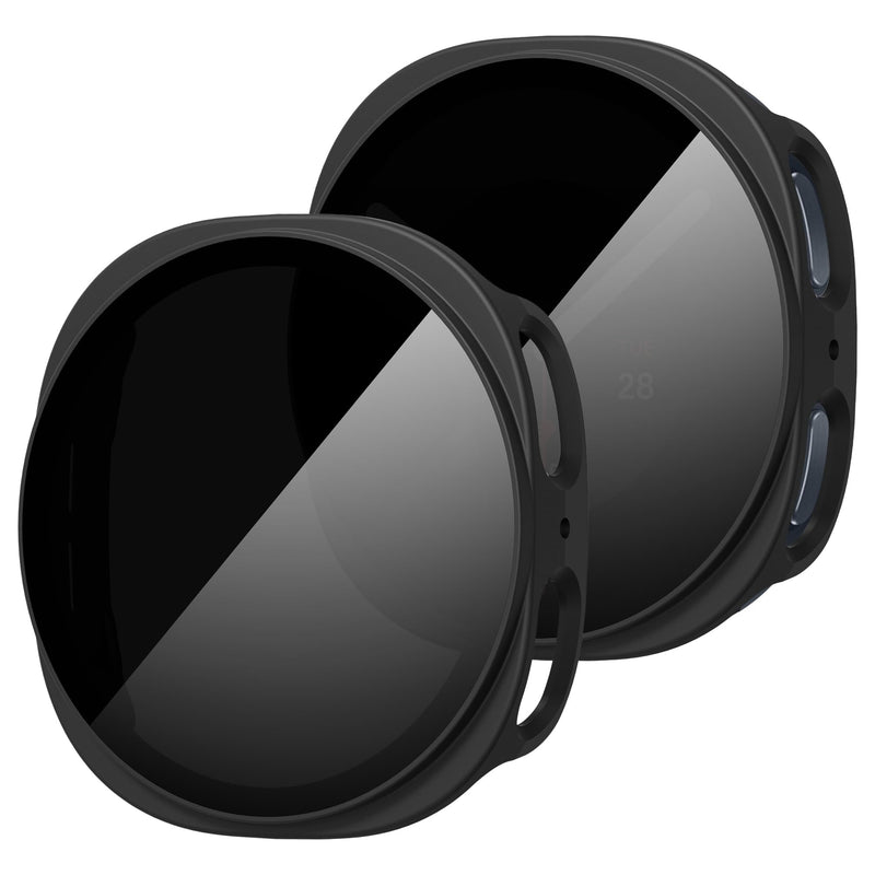 Suoman for Samsung Galaxy Watch 9/8 44mm Privacy Protector Case-Black*2 | 2-Pack,Anti-Peeping,Touch Sensitive,Scratch-Resistant,Tempered Glass Screen Protector,PC Hard Protective Bumper Cover Black Privacy*2 for Galaxy Watch 9/8 44mm