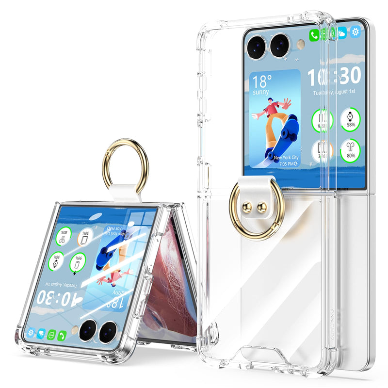 Designed for Samsung Galaxy Z Flip 8 Case Clear with Ring | Anti-Fall Shockproof Protective Phone Cover Case for Z Flip 8 Case 5 G Clear