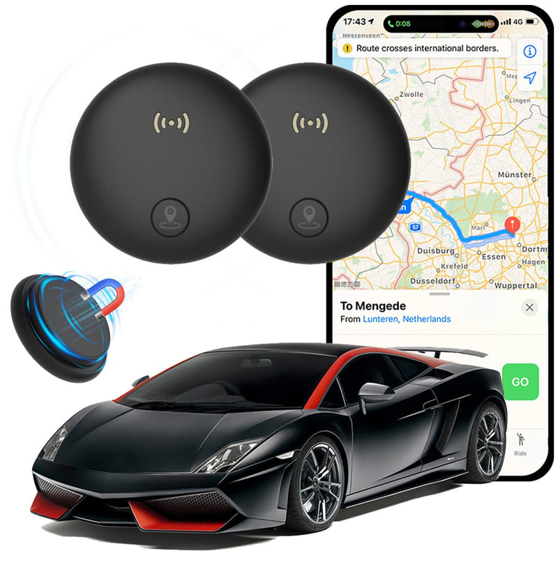 GPS Tracker for Vehicles,2 Pack Magnetic Hidden GPS Tracker for iOS Find My | Mini Tracking Devices for Cars Hidden Splashproof Available(iOS Only),No Monthly Fee Subscription No SIM Card Required-Black Black