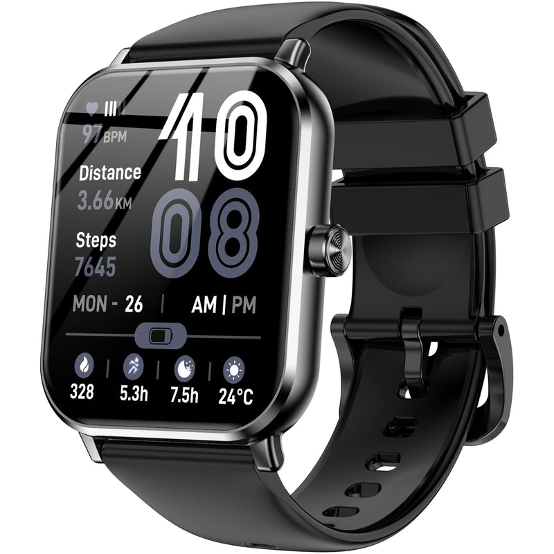 Smart Watch for Men Women, 1.83" HD Touch Screen Smartwatch with Bluetooth Call, IP68 Waterproof, 130+ Sport Modes Fitness Tracker Heart Rate Sleep Monitor Pedometer, Compatible with Android iPhone Black