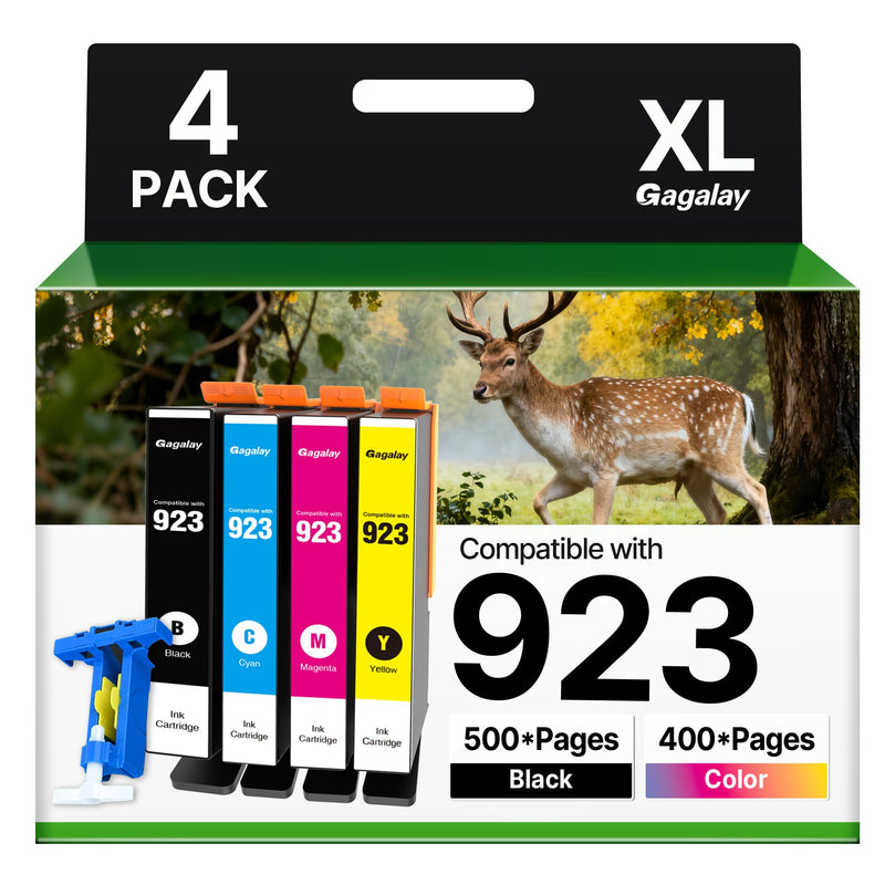 8130e 923 Ink Cartridges Combo Pack Replacement for HP 923 Ink Cartridges | Work for OfficeJet 8120 8122e 8123 OfficeJet Pro 8130e 8120e 8135e 8139e 8120e 8125e Printer Without Chip (4 Pack B/C/M/Y) 50