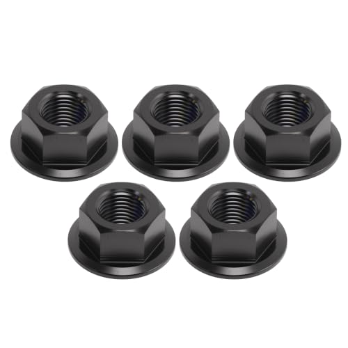 5 Pcs GR5 Titanium Flanged Hex Head Sprocket Nut M10x1.0 Black