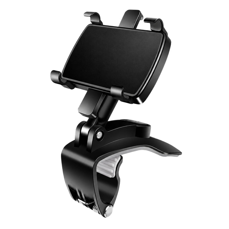 Car Phone Holder, Dashboard Clip Mount, 360° Rotation for 4–7" Phones | Dashboard Clip Mount, 360 Degree Rotation, Sun Visor & Rearview Mirror Use, Strong Spring Clamp, No Suction Residue Black