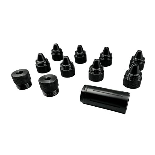 1.375''X24 12 Pack Aluminum Alloy Black Cone Shaped Parts with Sealed End Cap Fit for Fretlina Kenworth Peterbilt Volvo MCCA, Cone Tire Anti Theft Sealing End Cover