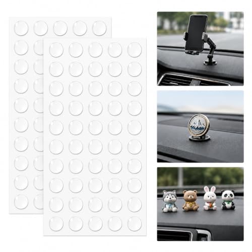 100 Pcs Double Sided Adhesive Dots for Car Dashboard, 1 Inch Clear Round Sticky Pads, Removable Double Sided Mounting Tape for Car Phone Mounts, Dashboard Decor and Car Interior Accessories