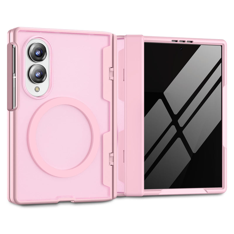 Magnetic for Samsung Galaxy Z Fold 8 Case with Hinge Protection Pink | Compatible with MagSafe, Built-in Privacy Screen Protector, Translucent Matte Back, 360° Shockproof Protective Phone Cover Fold8 (Privacy)