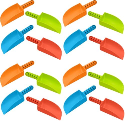 4E's Novelty 16 Pack Beach Shovels 8 Inch, Heavy Duty Plastic Sand Shovel for Kids, - Great for Planting Gardening Shovels for Toddlers, Outdoor Digging Sandbox Toys, Easter Basket Stuffers Small (Pack of 4)