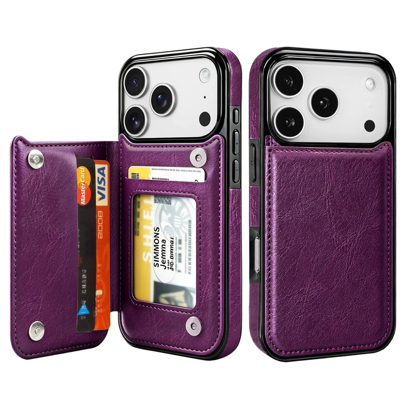 uCOLOR for iPhone 17 Pro Wallet Case Flip Wine Red | PU Leather RFID Blocking with Card Holder Slots for Women Men Magnetic Clasp Kickstand 6.3"