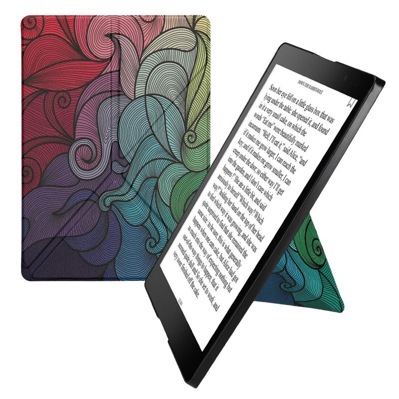 kwmobile Case for Kobo Aura ONE - Ultra Slim Fit Premium PU Leather Cover with Stand - Dark Pink/Blue/Green Multicolor 08-04-07