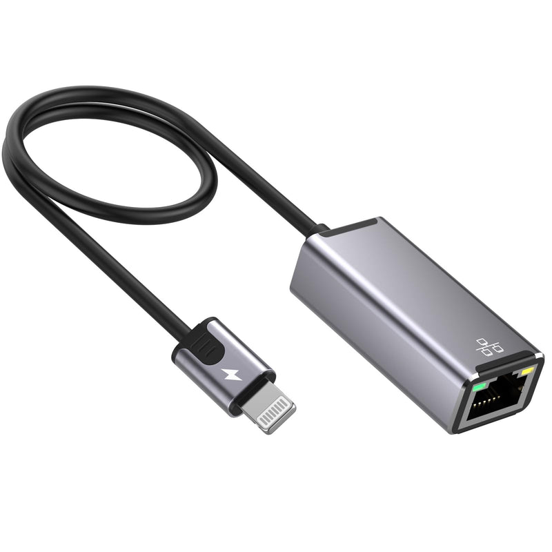 [Apple MFi Certified] LAN Network Lightning to Ethernet Adapter for iPhone | 1.6ft RJ45 Ethernet Adapter with 8Pin Compatible for iPhone 14/13/12/11/XS/XR/8/7/6/iPad/iPod,Plug and Play LBlack