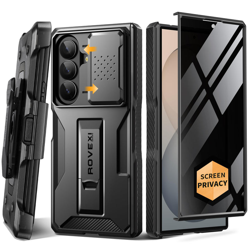 TONGATE for Z Fold 8 Ultra Case with Screen Protector & Belt Clip,Pri-Black | Foldable Stand, Slide Camera Cover, Full Hinge Protection, Anti-Spy, Shockproof Phone Case for Samsung Galaxy Z Fold 8 Ultra Pri-Black