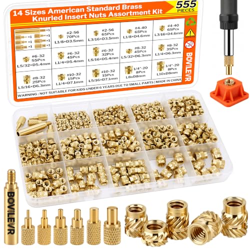 555PCS SAE Threaded Inserts Heat Set for 3D Printing