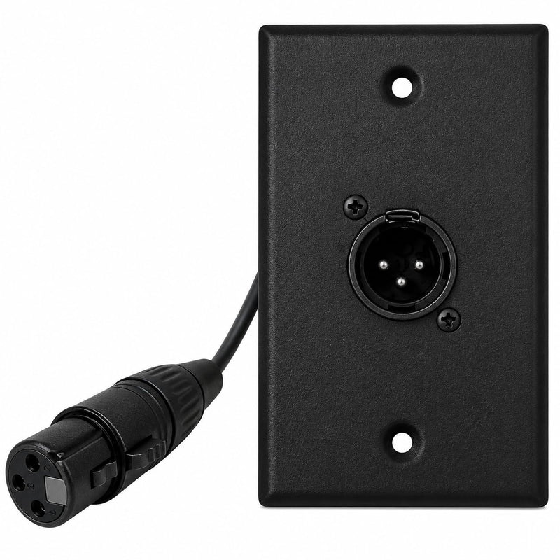 DIYTECH Black XLR Wall Plate, Solderless, No Solder, Audio Wall Plate, for Pro Audio Installation (Male to Female 1-Port)