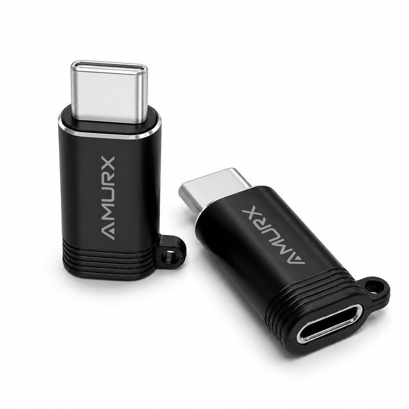 Lightning to USB C Adapter 2 Pack with Lanyards, Fast Charging, 480Mbps Data Sync, Compatible with iPhone 17/16/15 Series, iPad, Samsung Galaxy, Google Pixel, No Audio OTG Black