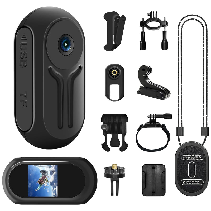 Upgraded 1080P Mini Body Camera with 64GB Card, Sports Action Cameras Dark Black