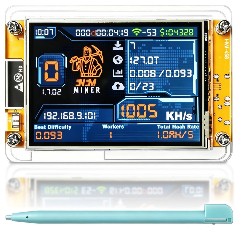 Bitcoin Miner, NerdMiner 1000KH/s ESP32 BTC 2.8" Solo Miner, Low Power Display Crypto Miner for Educational Research