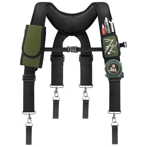Tool Belt Suspenders, Adjustable Tool Belt for Men Green