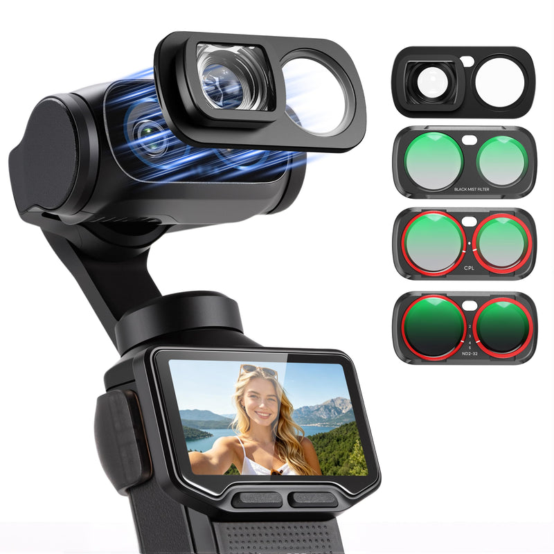 Wide Angle Lens Set for insta360 Luna Ultra HD Filters 4 Pcs Accessories | HD VND 2-32, Black Mist 1/4, Wide Angle Lens, CPL Adjustable Magnetic Quick Release Lens Filter Set