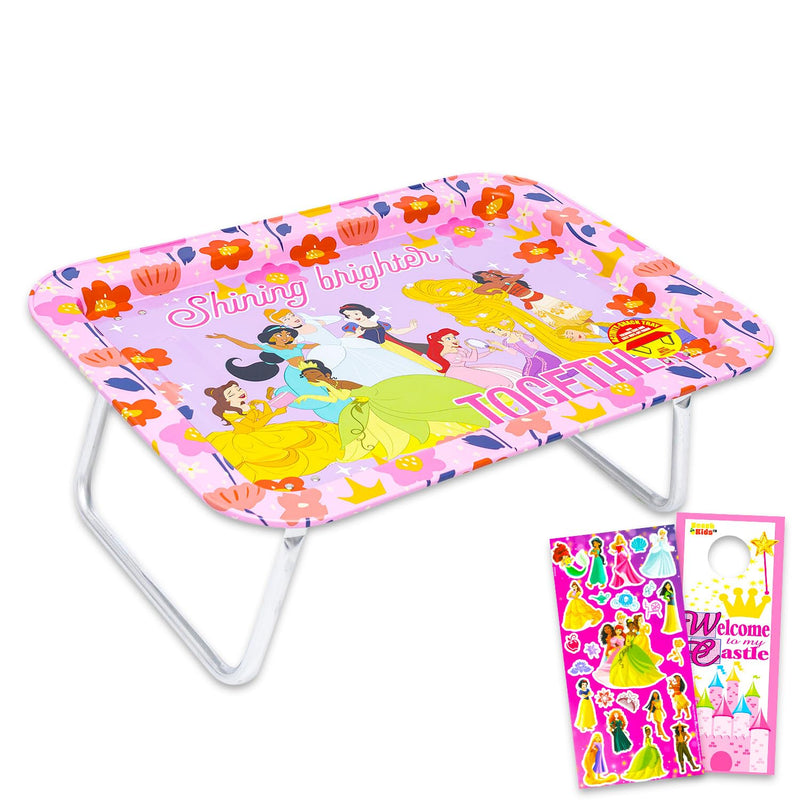 Disney Princess Lap Desk Bundle - 17" Rectangular Tray with Foldable Legs | Disney Princess Foldable Tray for Eating, Reading, Working Plus Stickers, More | Laptop Tray for School, Travel Activities