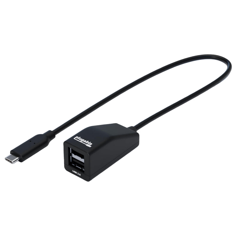 Plugable USB-C to Dual USB-A 2.0 Splitter, 2-Port Hub for USB-C Laptops: Keyboard, Mouse, Flash Drive, 480Mbps Data-Only, Plug-and-Play, 30cm Cable for Mac, Windows, ChromeOS, Linux (USBC-2PORT)
