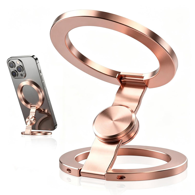 Fidget Spinner Magnetic Phone Holder, Phone Grip Stand for iPhone Samsung & Magnetic-Cases, DualMagnetic Rings, Strong Adhesion, Stress Relief Accessory for Home/Office/Gym/Trave (Rose Gold) Rose Gold