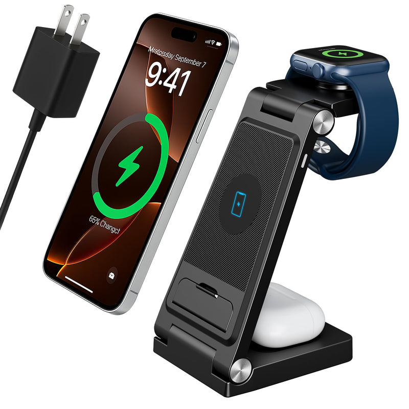 2026 Traveling Wireless Fast Charger for Apple & Android Charging Station | 3 in 1 Charging for iPhone 17 16 15 14 13 12, Apple Watch Series & Air pods 4 3 2 Pro,Samsung Galaxy-Gifts for Family