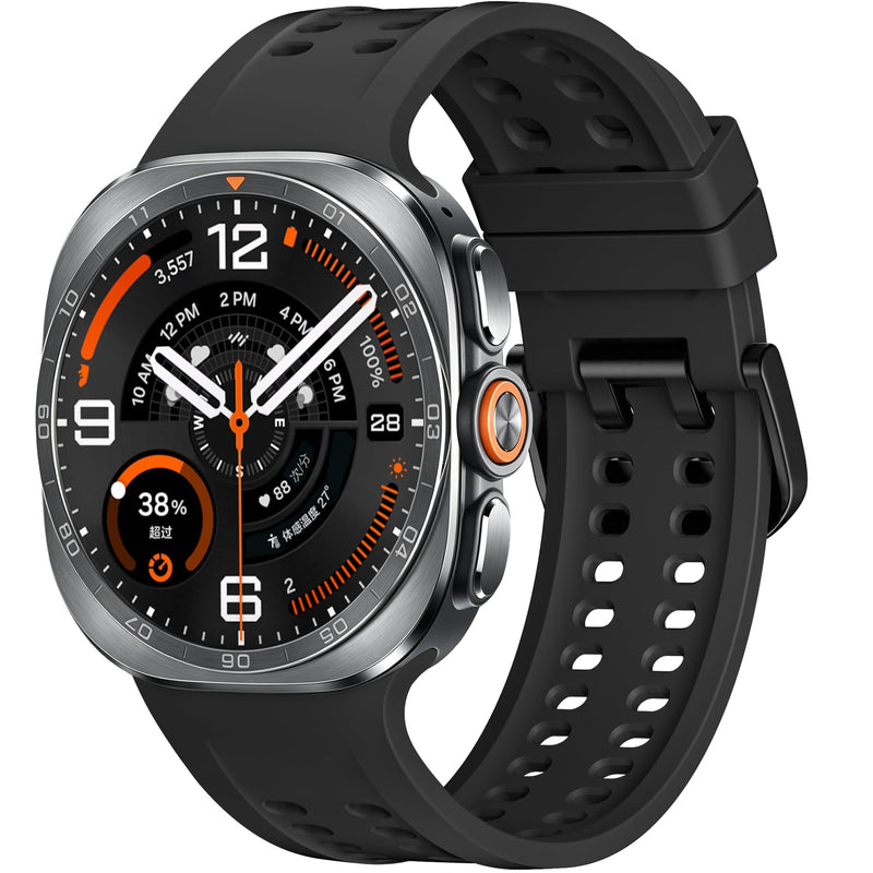Adorve Marine Band for Samsung Galaxy Watch Ultra 2 / Ultra Bands Men Women | Breathable Soft Silicone Rugged Ocean Wateterproof Sport Wristband for Galaxy Watch Ultra/Ultra 2 47mm (2026/2025/2024),Black Black