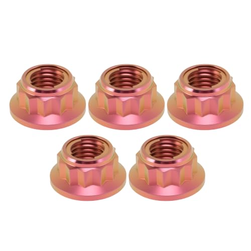 5 Pcs GR5 Titanium Alloy Sprocket Nut M10x1.25 Pink for Motorcycle