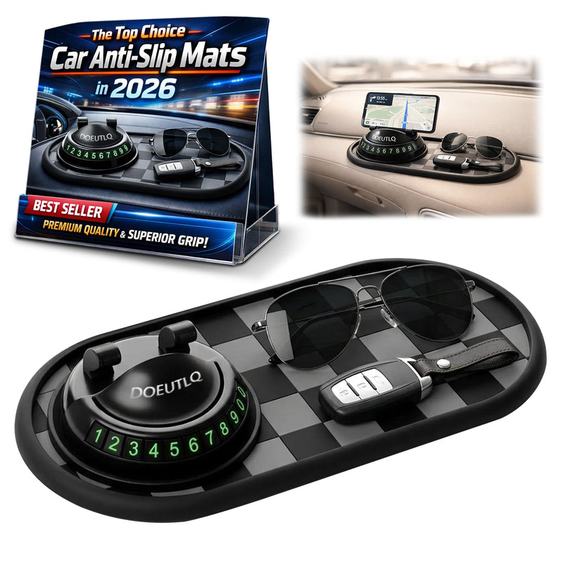 Multifunctional Car Anti-Slip Mat Dash Phone Holder New Accessories Dashboard Mat Non Slip Cover Driver Essentials Support Stand All in One Car Organizer Pad Dash Board Sticky Pad (Black & Gray)