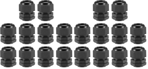 uxcell M25x1.5 Cable Gland 12mm-15mm Wire Hole Waterproof Nylon Joint Adjustable Locknut with Washer Black 10pcs (Pack of 2) M25 (Pack of 2)