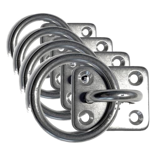 US Stainless Stainless Steel 316 Square Pad Eye with Ring 1/4" (6mm) Marine Grade (Pack of 4) 1/4" (6mm) (Pack of 4)