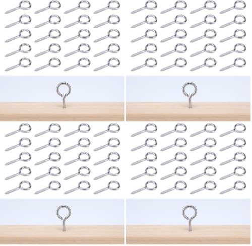 Muzata 20PCS Eye Screws 2 Inch Eye Hook Screw for Wood T316 Stainless Steel M4 Eyelet Hooks Self Tapping for Indoor Outdoor CN22 (Pack of 4) 2inch (Pack of 4) sliver 80