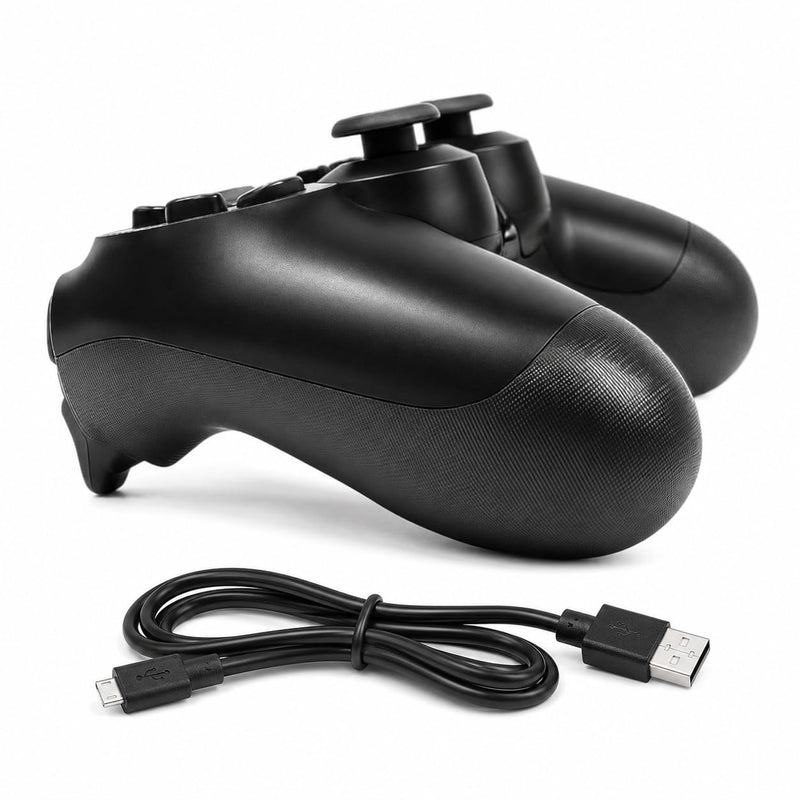 Wireless PS4 Controller Compatible with PS4, PS4 Slim & PS4 Pro – Bluetooth Gamepad with Dual Vibration, Rechargeable Battery, USB Charging Cable Included, Black